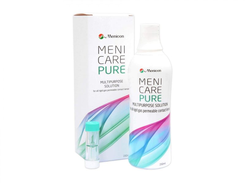 MeniCare Pure (250 ml), piilolinssit nestemäisellä kotelolla, koville linsseille tarkoitettuina